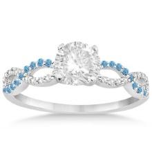 Infinity Diamond and Blue Topaz Engagement Ring in 14k White Gold 1.21ctw