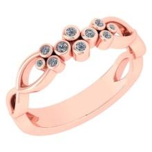 Certified .11 Ctw Diamond And 14k Rose Gold Anniversary Ring