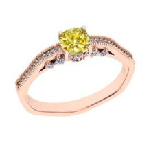 1.01 Ctw Gia certified Natural Fancy Yellow And White Diamond 14K Rose Gold Engagement Ring