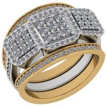 Certified 1.36 Ctw Diamond I1/I2 2 Tone Engagement 14K White And Yellow Gold Ring