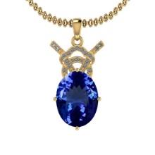 Certified 7.10 Ctw VS/SI1 Tanzanite And Diamond 14K Yellow Gold Vintage Style Necklace
