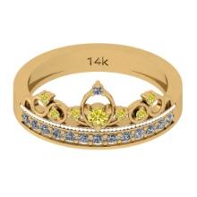0.27 Ctw I2/I3 Treated Fancy Yellow And White Diamond 14K Yellow Gold Eternity Band Ring