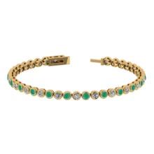 3.08 Ctw SI2/I1 Emerald and Diamond 14K Yellow Gold Bracelet