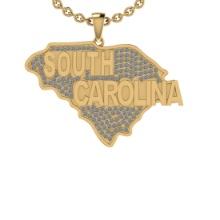 1.10 Ctw SI2/I1 Diamond 14K Yellow Gold Express Your State Love SOUTH CAROLINA Necklace