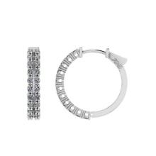 1.20 Ctw SI2/I1 Diamond Prong Set 14K White Gold Huggie Earrings