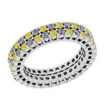 2.24 Ctw I2/I3 Treated Fancy Yellow And White Diamond 14K White Gold Eternity Band Ring