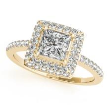 Certified 1.35 Ctw SI2/I1 Diamond 14K Yellow Gold Engagement Halo Ring
