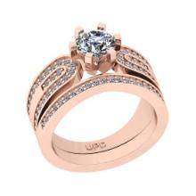 1.41 Ctw SI2/I1 Gia Certified Center Diamond 14K Rose Gold Bridal Style Wedding set Ring