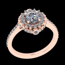 1.52 Ctw VS/SI1 Diamond 14K Rose Gold Engagement Halo Ring