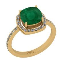 2.60 Ctw SI2/I1 Emerald And Diamond 14K Yellow Gold Ring