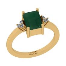 1.70 Ctw SI2/I1 Emerald And Diamond 14K Yellow Gold Ring