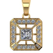 VS/SI1 Certified .75 CTW Princess and Round Diamond 14K Yellow Gold Pendant