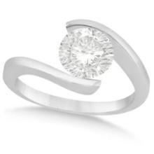 Tension Set Solitaire Diamond Engagement Ring 14k White Gold 1.00ctw