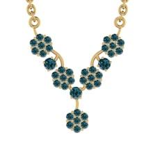 1.97 Ctw Treated fancy blue Diamond 14K Yellow Gold Pendant Necklace