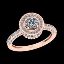 1.32 Ctw VS/SI1 Diamond 14K Rose Gold Engagement Halo Ring