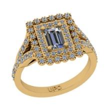 1.19 Ctw SI2/I1 Gia Certified Center Diamond 14K Yellow Gold Vintage Style Halo Ring