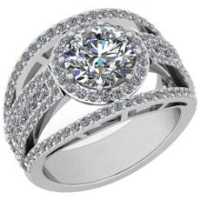 Certified 3.15 Ctw Diamond VS2/SI1 Engagement 14K White Gold Ring