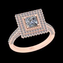 1.63 Ctw VS/SI1 Diamond 14K Rose Gold Engagement Halo Ring