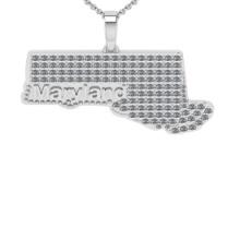 4.17 Ctw SI2/I1 Diamond 14K White Gold Express Your State Love MARYLAND Necklace