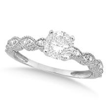 Petite Antique style-Design Diamond Engagement Ring 14k White Gold 1.50ctw
