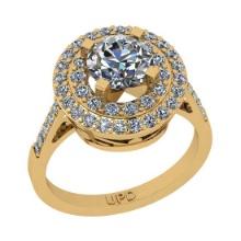 2.39 Ctw SI2/I1 Gia Certified Center Diamond 14K Yellow Gold Engagement Halo Ring