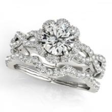 Certified 0.85 Ctw SI2/I1 Diamond 14K White Gold Bridal Wedding Set Ring