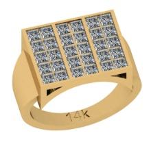 1.80 Ctw SI2/I1 Diamond 14K Yellow Gold Groom Cluster Ring