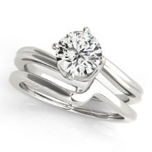 Certified 0.90 Ctw SI2/I1 Diamond 14K White Gold Solitaire Engagement & Wedding Set Ring