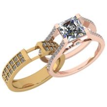 Certified 2.61 Ctw Diamond I1/I2 Two-Tone 2 Pc Engagement 10K Rose And Yellow Gold Ring