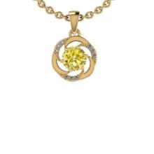 0.75 Ctw i2/i3 Treated Fancy Yellow And White Dimaond 14K Yellow Gold Pendant