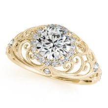 CERTIFIED 18K YELLOW GOLD 1.19 CTW J-K/VS-SI1 DIAMOND HALO ENGAGEMENT RING