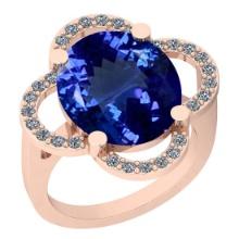 Certified 7.41 Ctw VS/SI1 Tanzanite And Diamond 14K Rose Gold Vintage Style Ring
