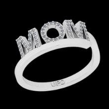 0.14 Ctw VS/SI1 Diamond 14K White Gold Special Moms Ring