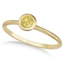 Fancy Yellow Canary Diamond Bezel-Set Solitaire Ring 14k Y. Gold 0.50ctw