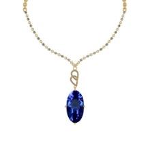 Certified 8.02 Ctw VS/SI1 Tanzanite And Diamond 14k Yellow Gold Necklace Necklace