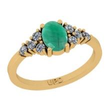1.03 Ctw SI2/I1 Emerald And Diamond 14K Yellow Gold Ring