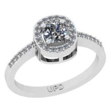 0.58 ctw GIA Certified Center StoneDiamond 14K White Gold Engagement Halo Ring