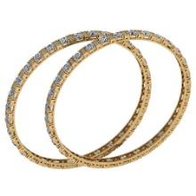 Certified 16.49 Ctw Diamond SI2/I1 Bangles 14K Yellow Gold Made In USA