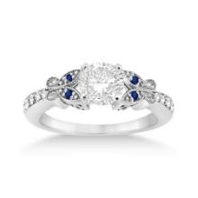 GIA Certified Butterfly Diamond and Sapphire Engagement Ring platinum 1.20 ctw