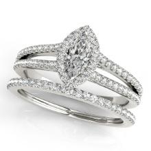 Certified 0.80 Ctw SI2/I1 Diamond 14K White Gold Bridal Wedding Set Ring