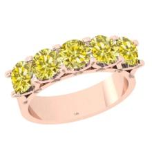 2.50 Ctw I2/I3 Treated Fancy Yellow Diamond Style Prong Set 14K Rose Gold Eternity Band Ring