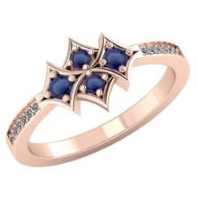 Certified 1.00 CTW Genuine Blue Sapphire And Diamond 14K Rose Gold Ring