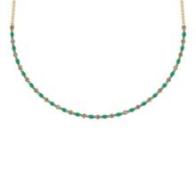 7.10 Ctw SI2/I1 Emerald And Diamond 14K Yellow Gold Necklace
