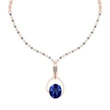 Certified 5.98 Ctw VS/SI1 Tanzanite And Diamond 14k Rose Gold Necklace Necklace