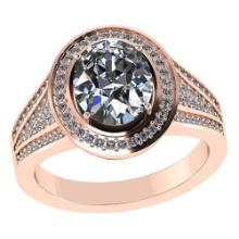 VS/SI1 Certified 1.80 CTW Round and Cut Diamond 14K Rose Gold Ring