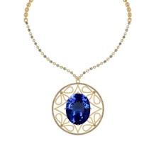 Certified 6.87 Ctw VS/SI1 Tanzanite And Diamond 14k Yellow Gold Necklace Necklace
