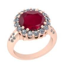 4.30 Ctw VS/SI1 Ruby And Diamond 14K Rose Gold Engagement Halo Ring