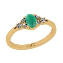 0.60 Ctw SI2/I1 Emerald And Diamond 14K Yellow Gold Ring