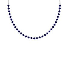 13.50 Ctw Blue sapphire 14K White Gold Necklace