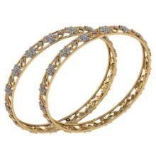 Certified 7.68 Ctw Diamond VS/SI1 Bangles 14K Yellow Gold Made In USA